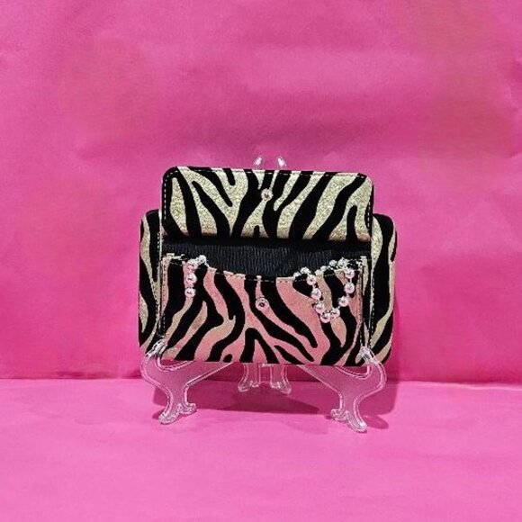 BLACK CHAMPAGNE TIGER - FLEUR DE LIS RHINESTONE CLUTCH  * PURSE HOLIDAY GLAMOUR - Picture 4 of 6